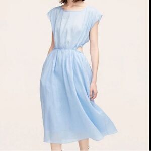 Rebecca Taylor Blue Back Cut Out Linen Midi Dress | Size L